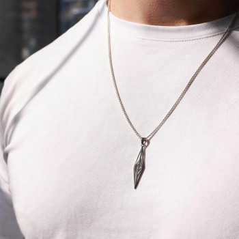 گردنبند مردانه استیل مثلثی نقره ای